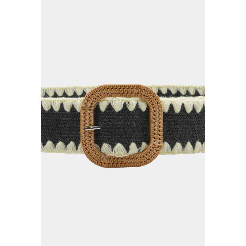 Voodoo Vixen - Contrast Edge Woven Straw Taillengürtel - Schwarz